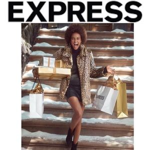NWOT express leopard print fur coat
